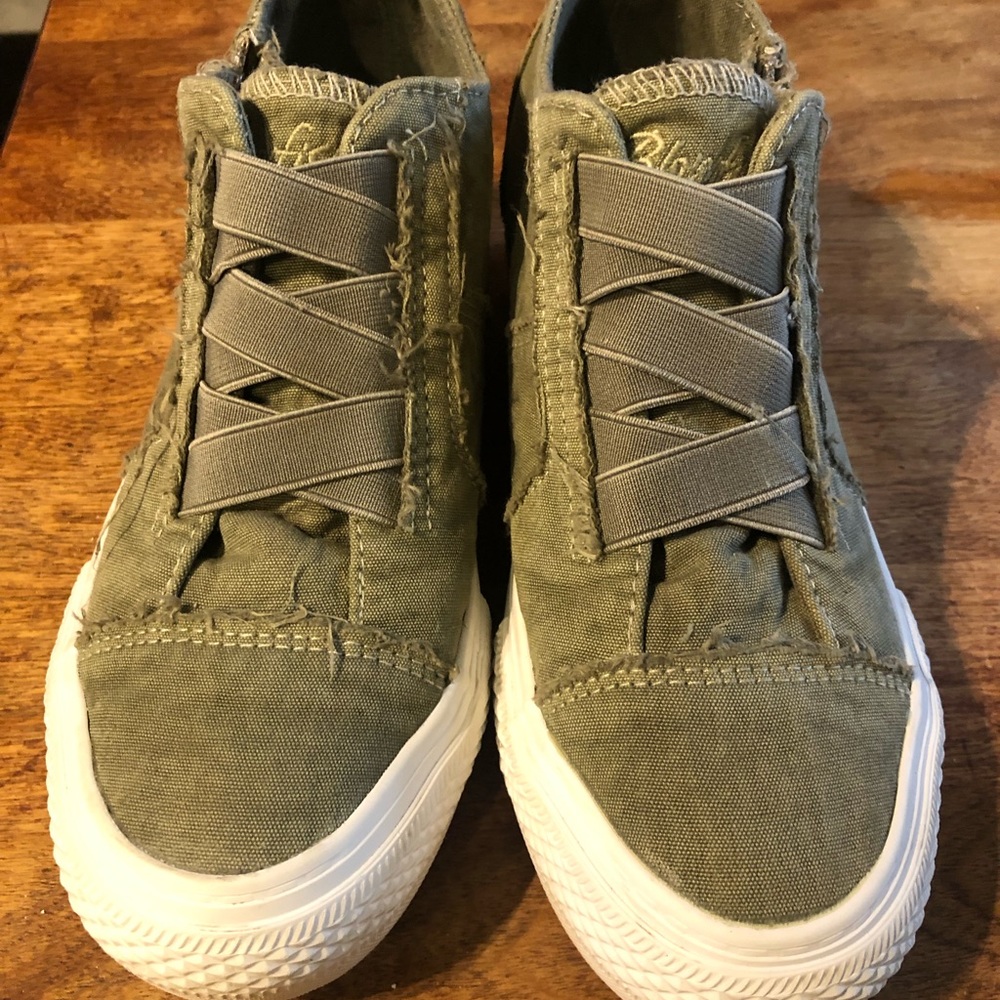 Super cute olive green sneaker wedges